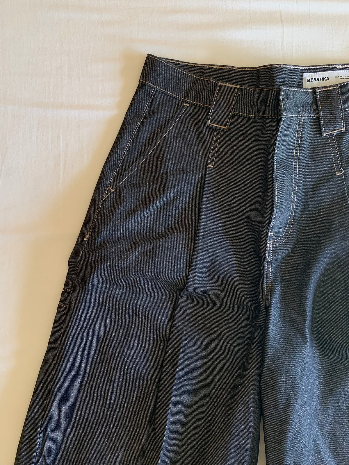 Bermuda Denim Bershka Gris Ancha