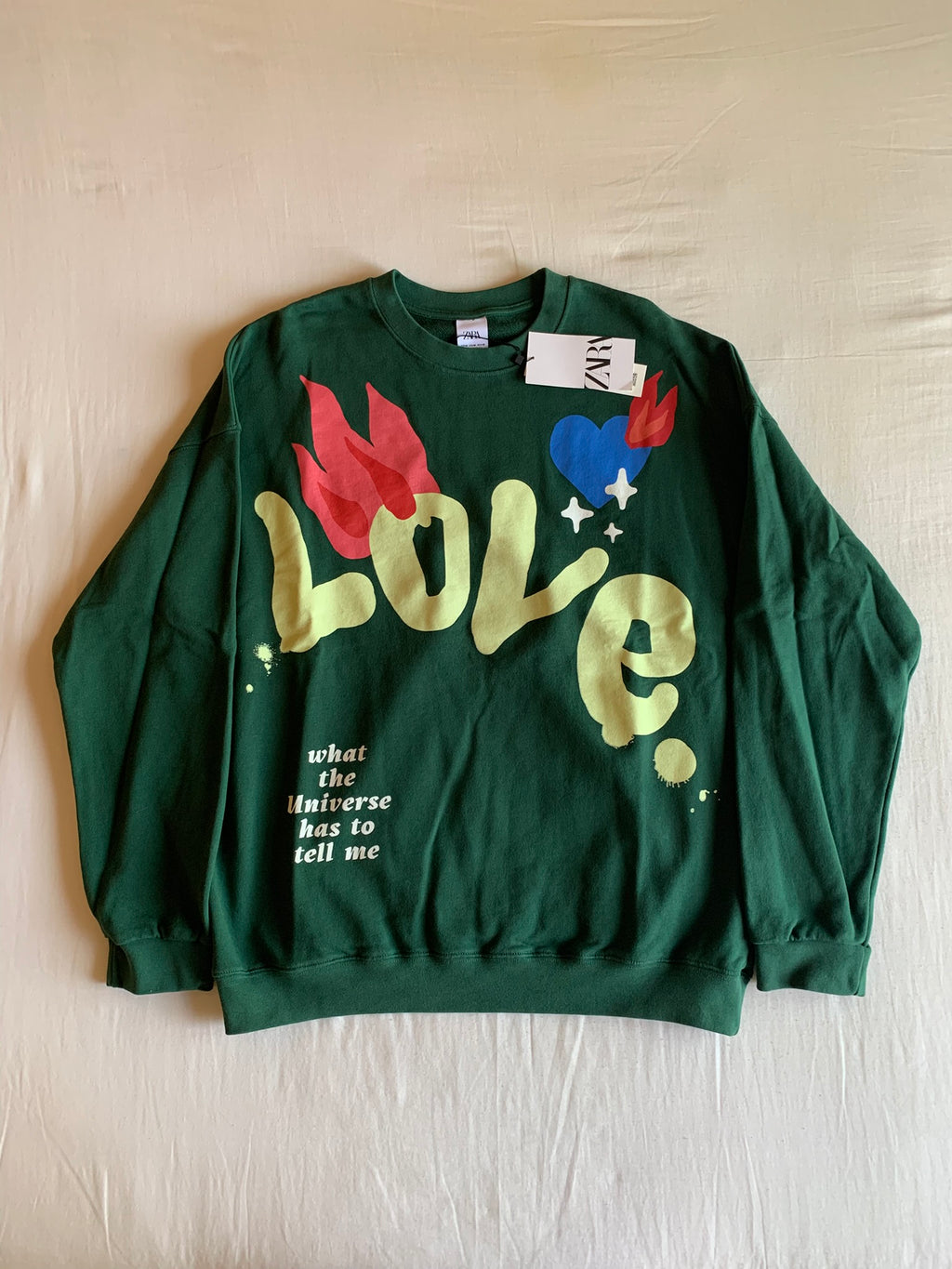 Sudadera Zara Abstract Love Verde