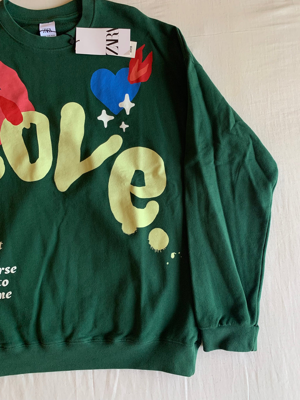 Sudadera Zara Abstract Love Verde