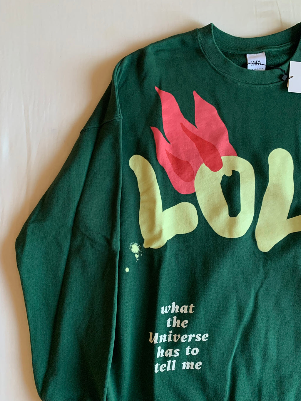 Sudadera Zara Abstract Love Verde
