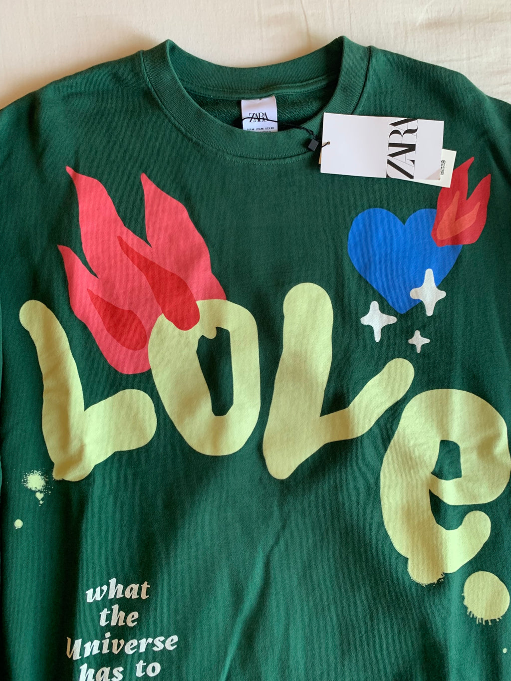 Sudadera Zara Abstract Love Verde