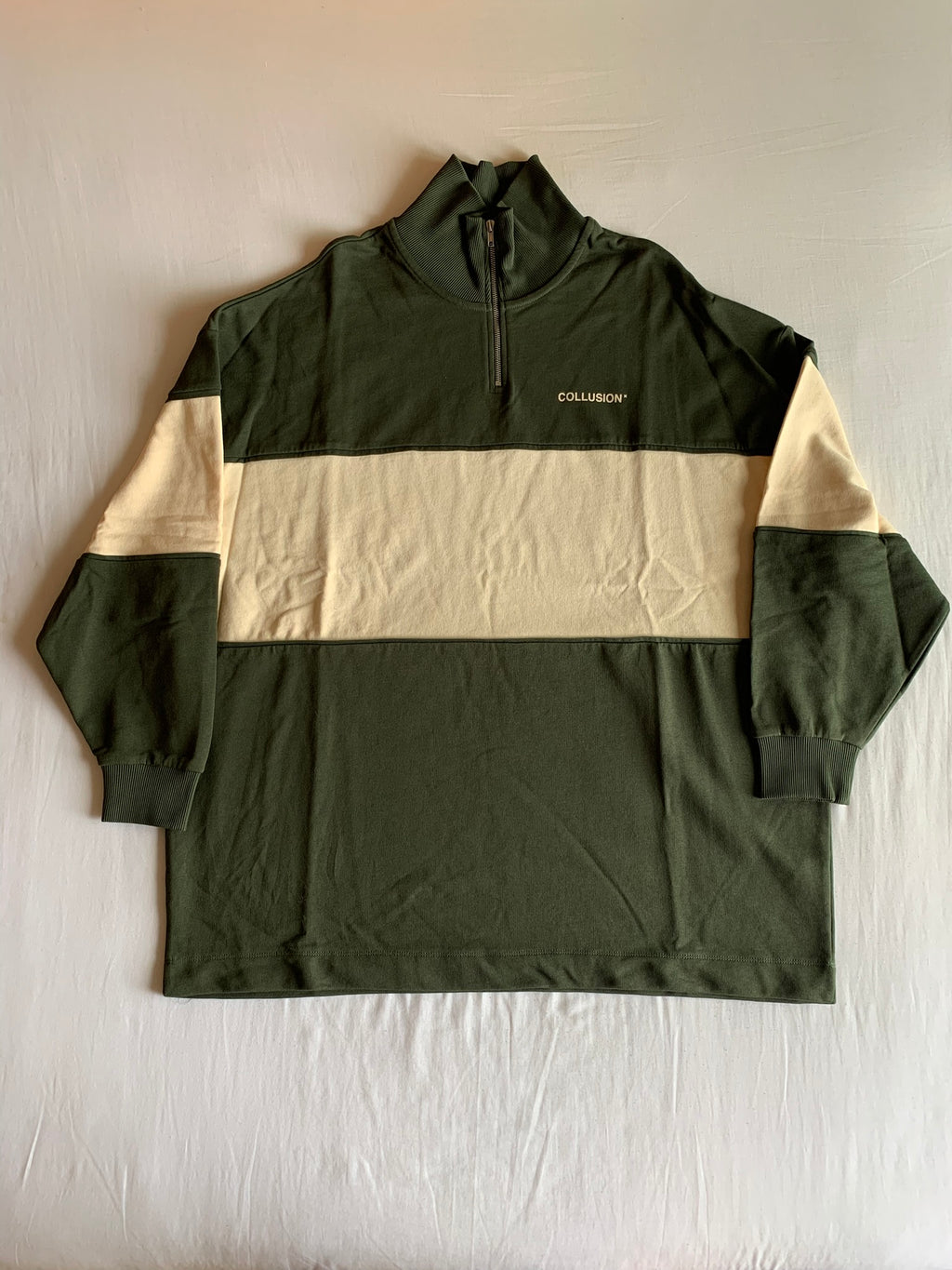 Sudadera Collusion Media Cremallera Colorblock Verde