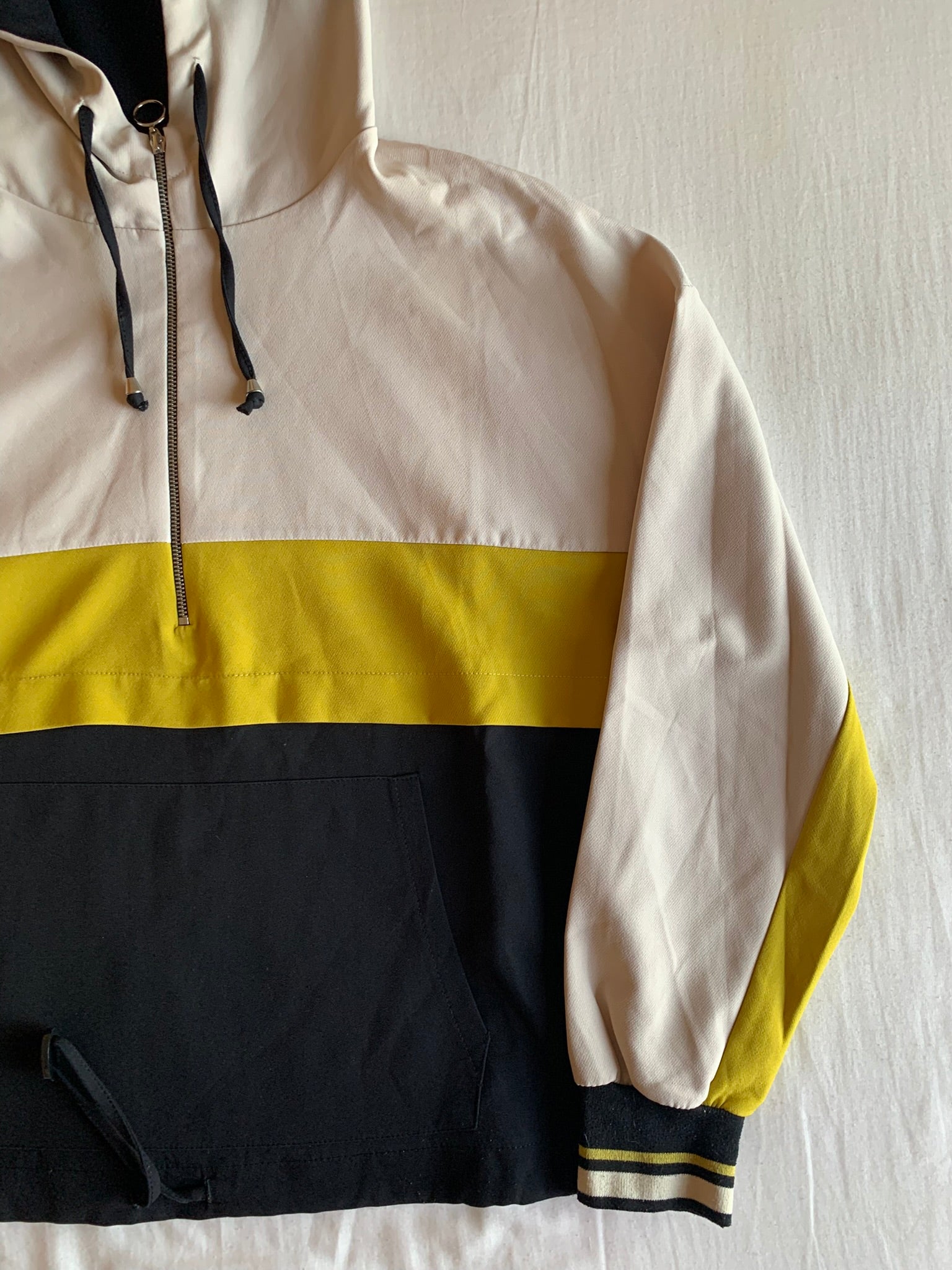Sudadera Anorak Zara Colorblock Crudo y Amarillo