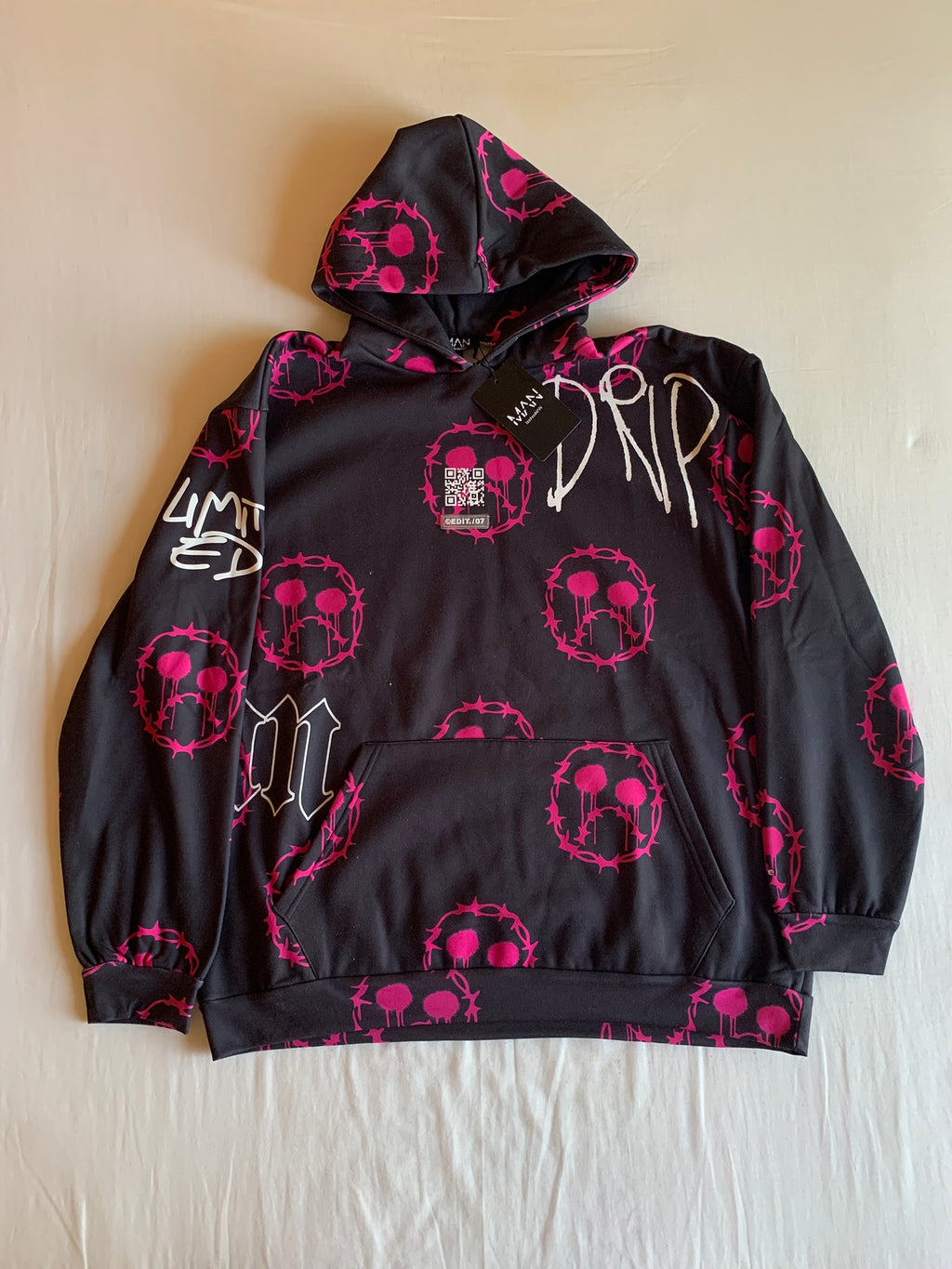 Sudadera Capucha BoohooMAN Drip Calaveras