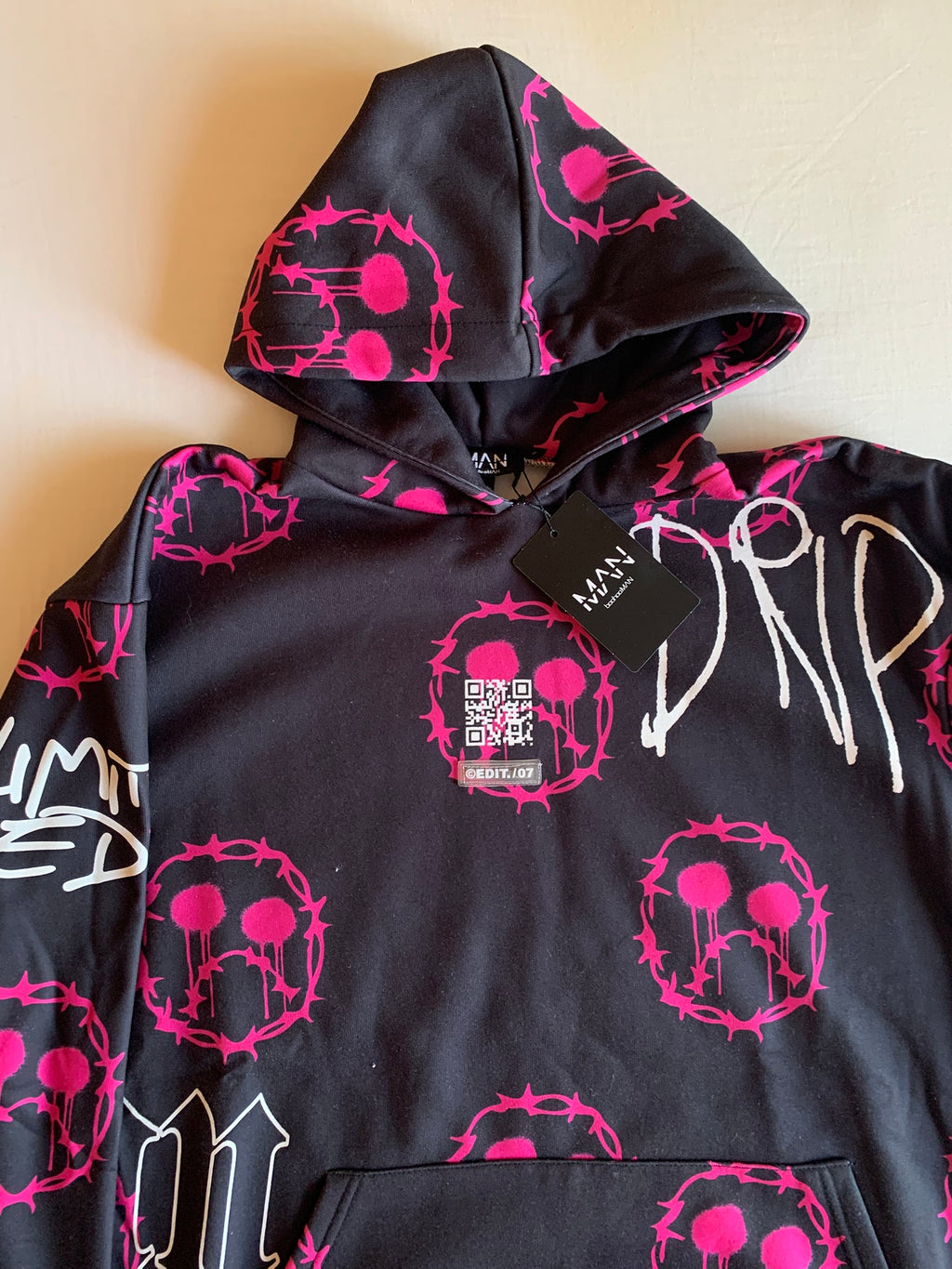 Sudadera Capucha BoohooMAN Drip Calaveras