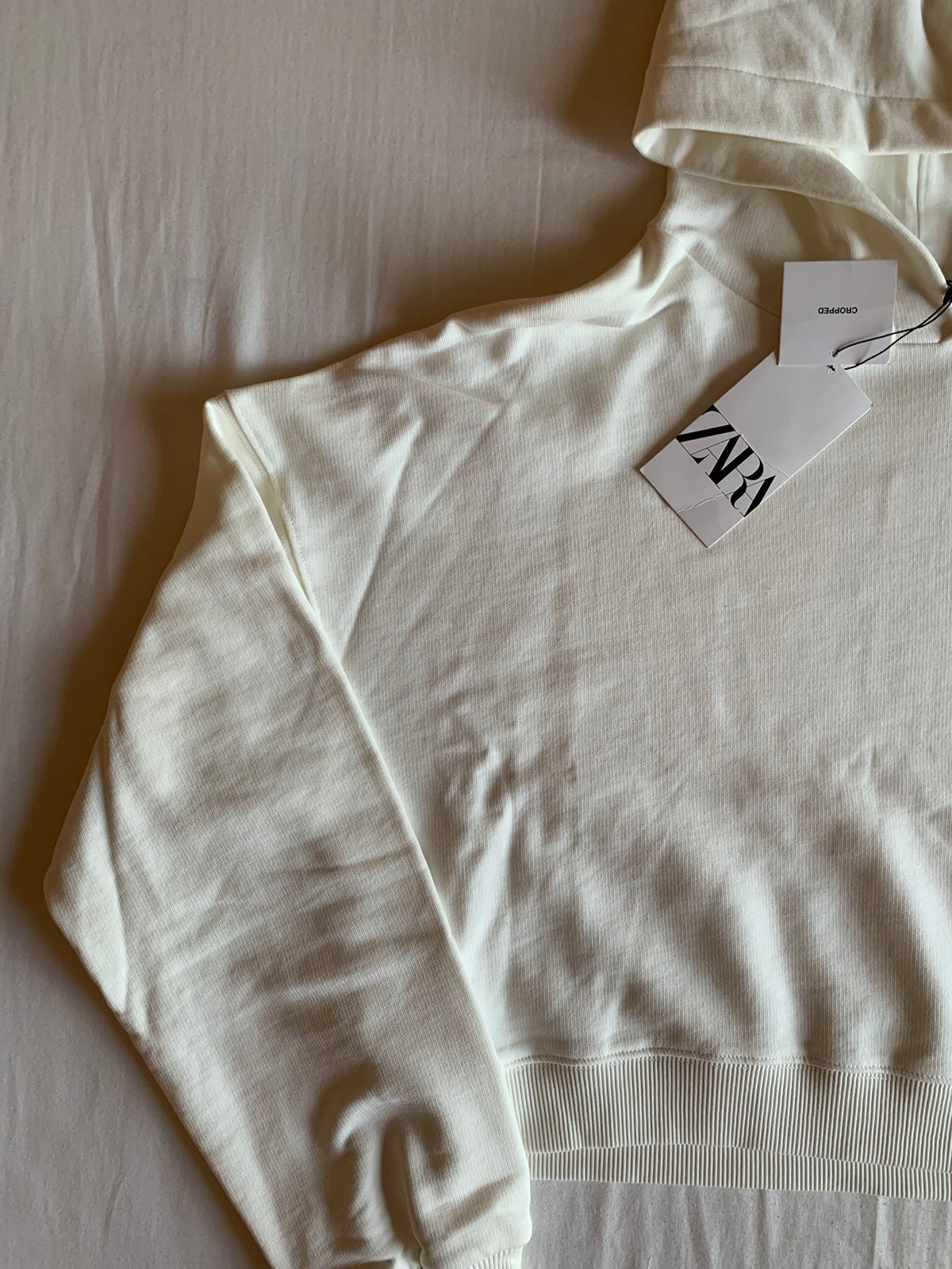 Sudadera Capucha Crop Zara Crudo