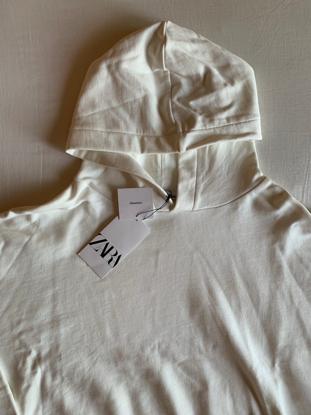 Sudadera Capucha Crop Zara Crudo