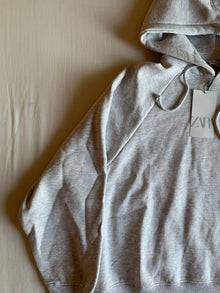 Sudadera Capucha Zara Gris Jaspeado