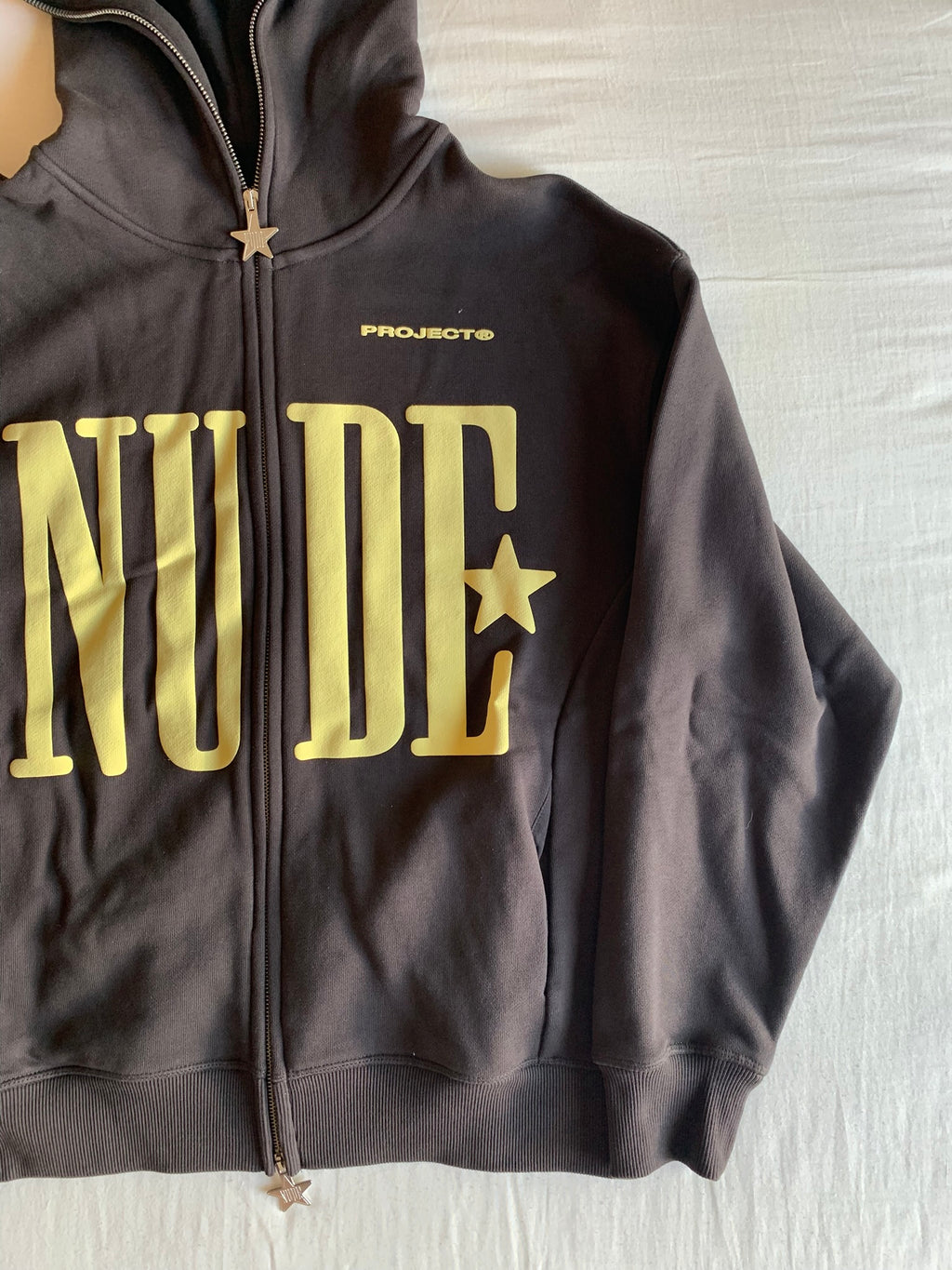 Sudadera Capucha Cremallera Nude Project Estrella Gris