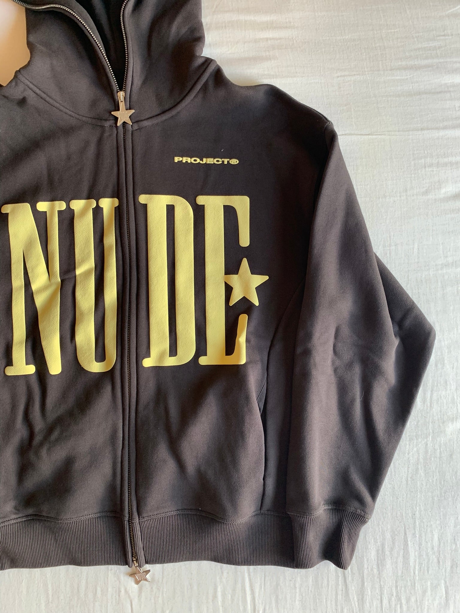 Sudadera Capucha Cremallera Nude Project Estrella Gris