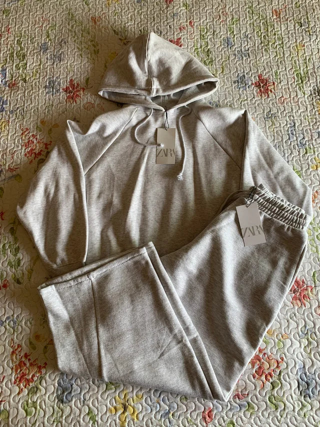 Chándal Zara Gris Jaspeado Oversize